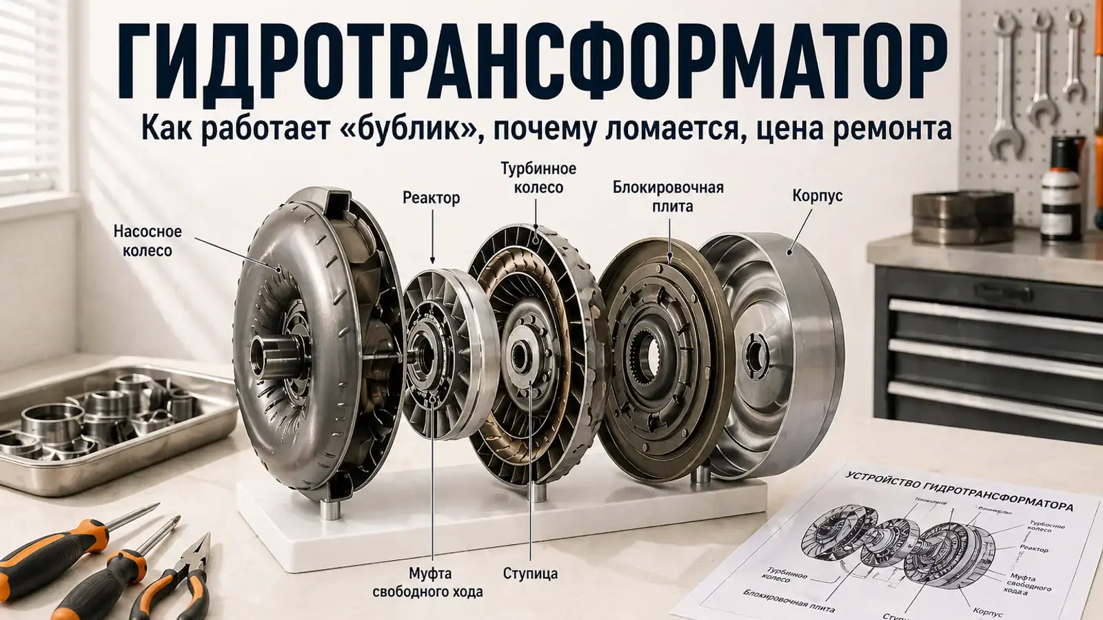 Гидротрансформатор АКПП: как работает, почему ломается, сколько стоит ремонт