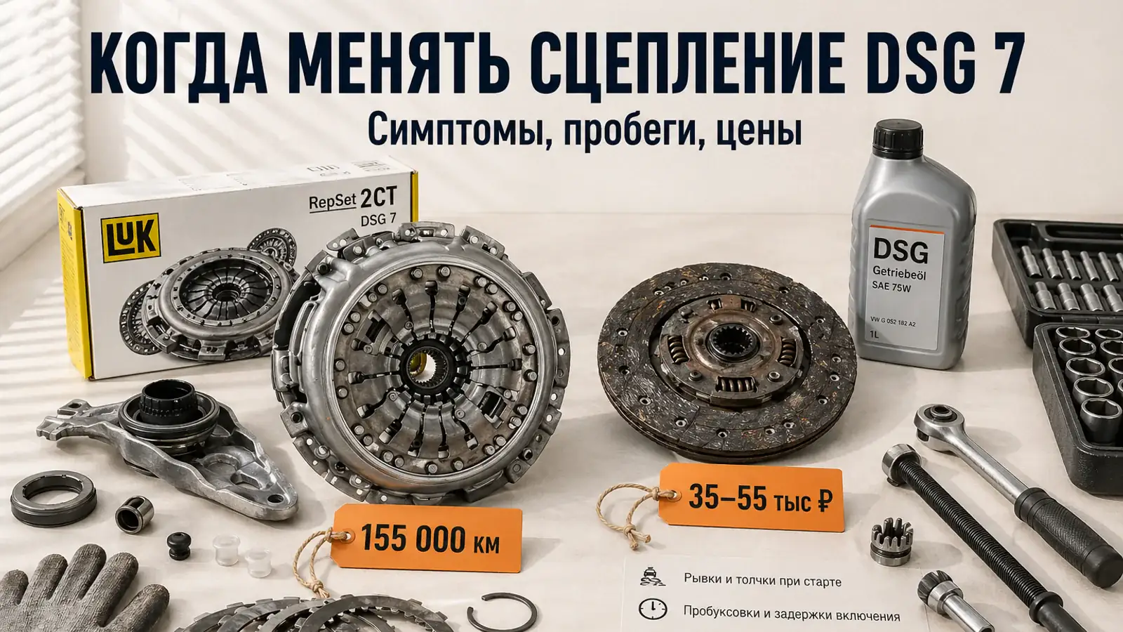 Когда менять сцепление на DSG 7: симптомы, пробеги, цены