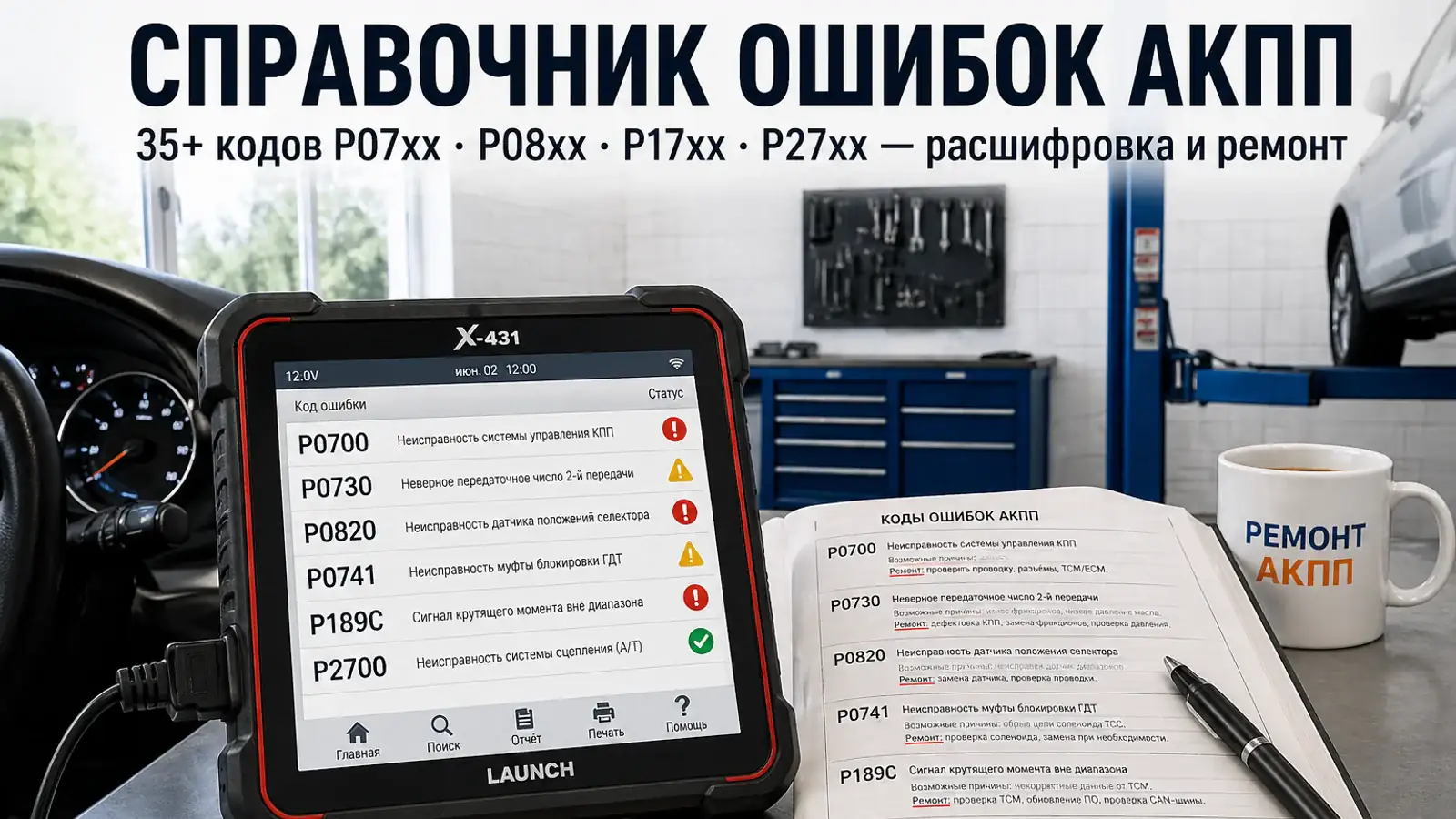 Справочник ошибок АКПП — расшифровка кодов P07xx, P08xx, P17xx, P27xx и ремонт в АКПП-МСК