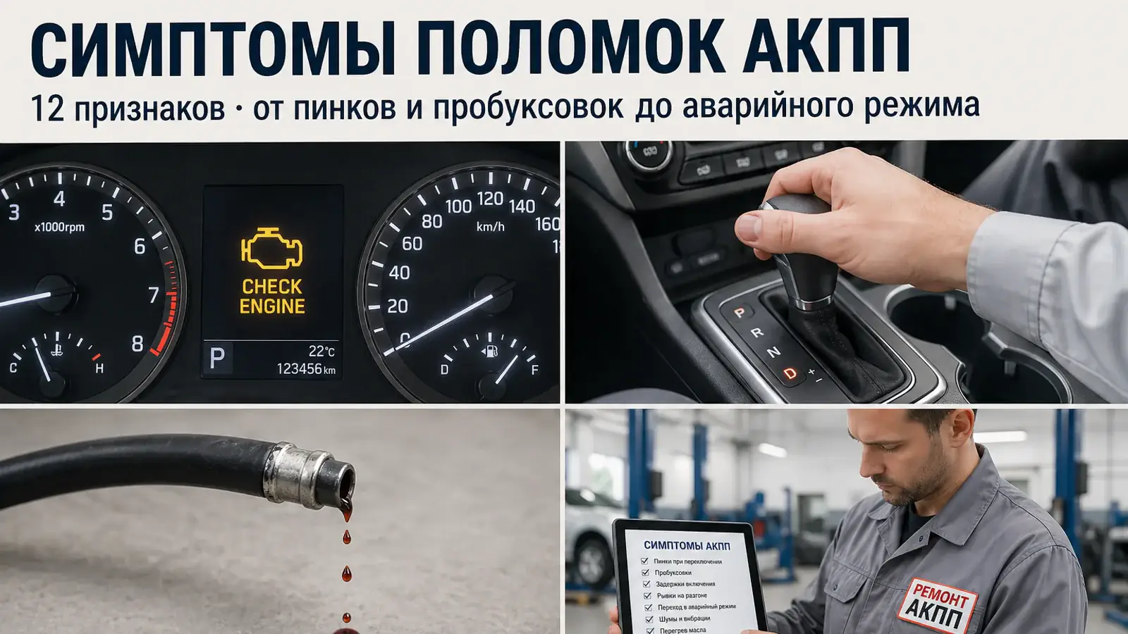Симптомы поломок АКПП — 12 признаков от пинков и пробуксовок до аварийного режима в АКПП-МСК