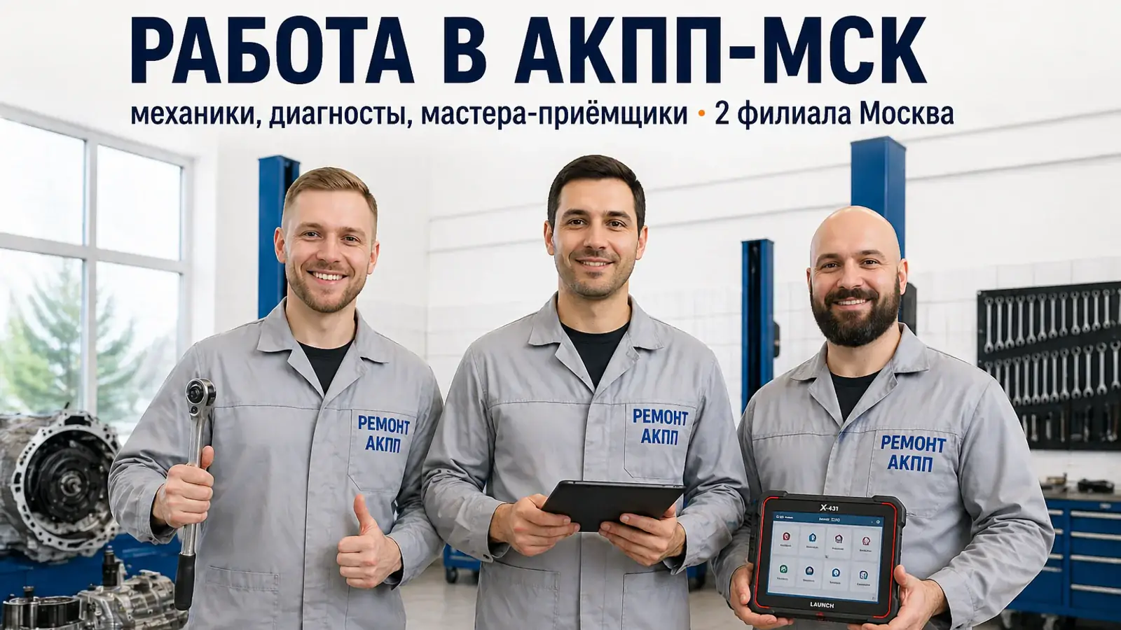 Работа в АКПП-МСК — механики, диагносты, мастера-приёмщики, 2 филиала в Москве