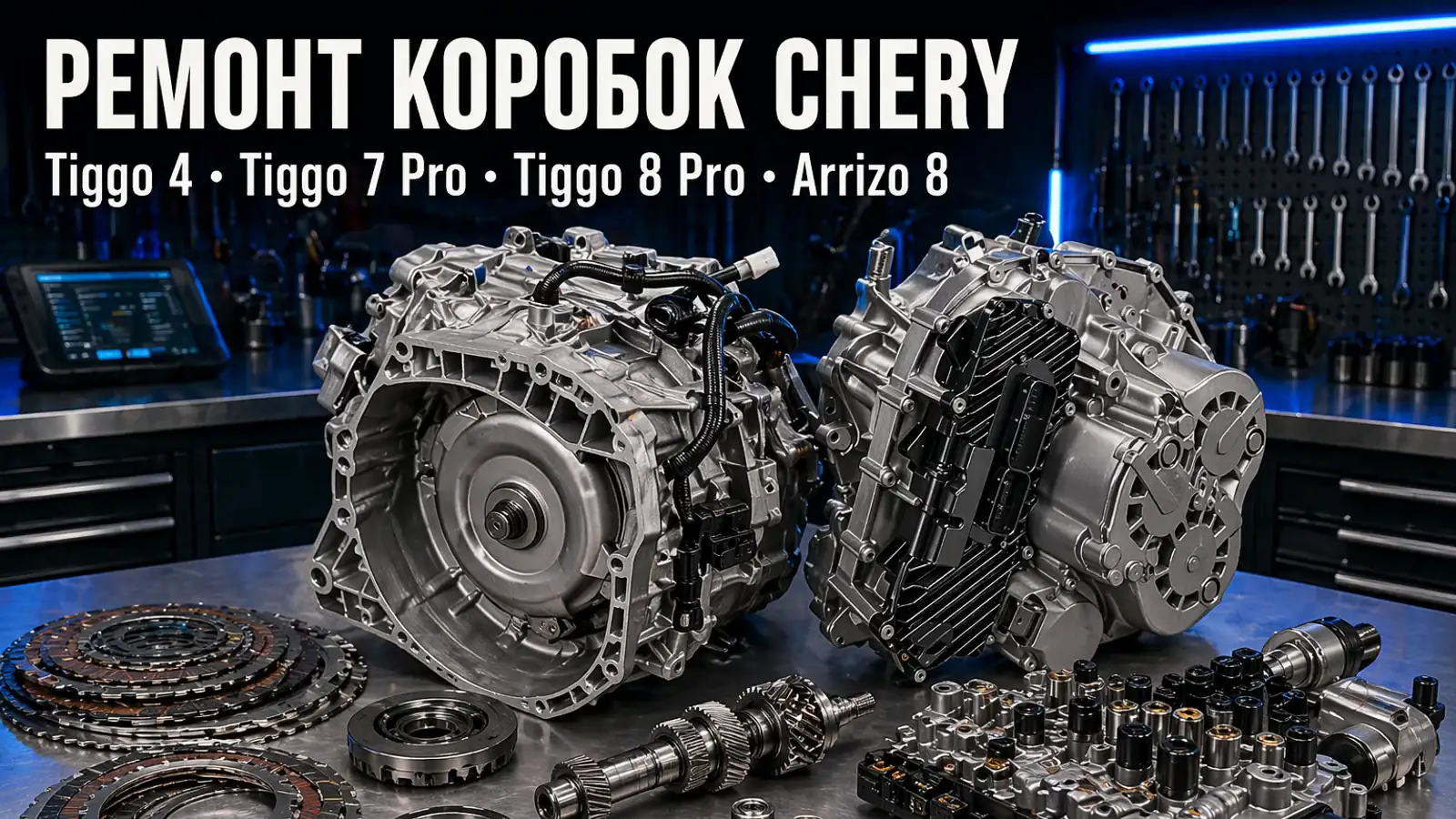 Разобранный преселективный робот Getrag 7DCT на верстаке — ремонт коробок Chery Tiggo 4, Tiggo 7 Pro, Tiggo 8 Pro, Arrizo 8 в АКПП-МСК