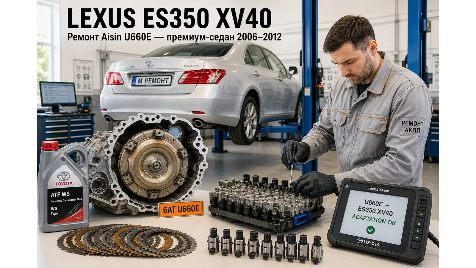 Ремонт КПП Lexus ES350 XV40 | АКПП-МСК Ремонт коробки передач Lexus ES350 XV40 (2006–2012) в Москве — Aisin U660E, диагностика бесплатно, гарантия 12 месяцев