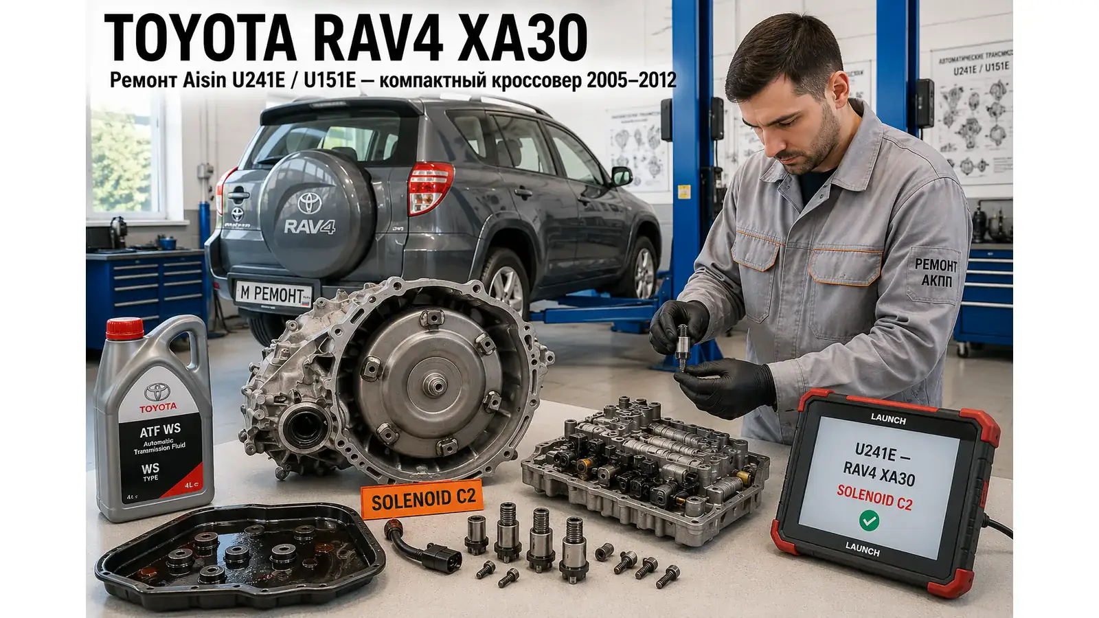 Ремонт КПП Toyota RAV4 XA30 | АКПП-МСК Ремонт коробки передач Toyota RAV4 XA30 (2005–2012) в Москве — Aisin U241E / Aisin U151E / K112, диагностика бесплатно, гарантия 12 месяцев